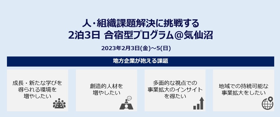 人・組織課題解決に挑戦する 2泊3日 合宿型プログラム＠気仙沼